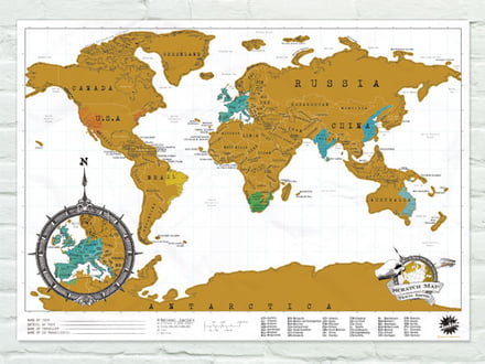 The Scratch Map fra Luckies viser dig dine seneste rejsedestinationer.