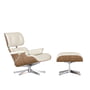 Vitra - Lounge Chair & Ottoman, poleret, hvidpigmenteret valnød, Premium F snelæder (nye dimensioner)