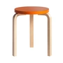 Artek - 60 skammel, orange lakeret/ birk natur