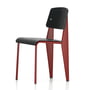Vitra - Prouvé Standard SP chair, japansk rød/sort, sorte filtpuder (hårdt gulv)