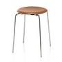 Fritz Hansen - Dot skammel, valnøddefarvet læder/krom base