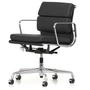 Vitra - EA 217 Soft Pad kontorstol krom med armlæn, drejelig, læder Premium F asfalt (hjul på hårdt gulv)