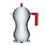 Alessi - Pulcina espressomaskine, 30 cl, velegnet til induktion, sølv/rød