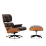 Vitra - Lounge Chair & Ottoman, polerede / sorte sider, kirsebærtræ, læder Premium F chokolade (klassisk)