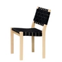 Artek stol 611, birkeklar lakeret / linnebånd sort