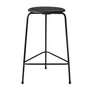 Fritz Hansen - High Dot barstol H 65 cm, sort læder / sort base