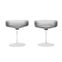 Ferm Living - Ripple champagneglas (sæt med 2), røget grå