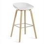 HAY - About A Stool AAS 32 H 85 cm, lakeret eg / rustfrit stål / hvid 2. (filt glider)