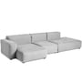 Hay - Mags Soft Sofa 3-personers, kombination 4 / armlæn lavt venstre, lysegrå (Linara 443) / syninger: lysegrå