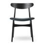 Carl Hansen - CH30P stol, sortlakeret eg/læder Thor sort
