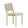 Artek - stol 611, bjørkeklar lakeret / linnebånd natur-sort mønster