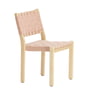 Artek - stol 611, bjørkeklar lakeret / linnebånd naturlig rød mønster