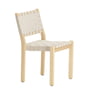Artek - stol 611, birkeklare lakerede / linnebånd naturlige hvide mønstre