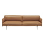 Muuto - Outline sofa 3-personers, cognac Refine læder / poleret aluminium