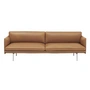 Muuto - Outline sofa 3-personers, cognac Refine læder / poleret aluminium