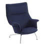 Muuto - Doze Lounge Chair, krom base / mørkeblåt betræk (Balder 782)