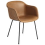 Muuto - Fiber chair tube base, sort / refine læder cognac