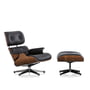 Vitra - Lounge Chair & Ottoman, polerede/sorte sider, sortpigmenteret valnød, premium læder F nero (nye dimensioner)