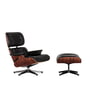 Vitra - Lounge Chair & Ottoman, poleret / sider sort, Santos palisander, læder Premium F nero (nye dimensioner)