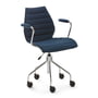 Kartell - Maui Soft kontorstol med armlæn og hjul, forkromet stål / Noma blå
