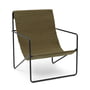 ferm Living - Desert Lounge Chair, sort/oliven
