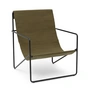 Ferm Living - Desert Lounge Chair, sort/oliven