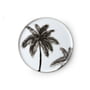 HKliving - Bold & Basic keramisk plade, Ø 22 cm, hvid / palme motiv