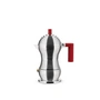Alessi - Pulcina espressomaskine, 7 cl, sølv/rød