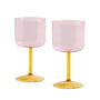 Hay - Tint vinglas, pink/gul (sæt med 2)
