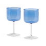 Hay - Tint vinglas, blåt/klart (sæt med 2)