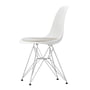 Vitra - Eames Plastic Side Chair DSR med sædehynde, forkromet/hvid (filtglider basic dark)