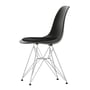 Vitra - Eames Plastic Side Chair DSR med sædehynde, forkromet / dyb sort (filt gliders basic dark)