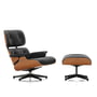 Vitra - Lounge Chair & Ottoman, poleret / sort, kirsebærtræ, læder Premium F nero (nye dimensioner)