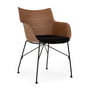 Kartell - Q/Træ lænestol med sædebetræk, sort / sort / mørk bøg
