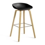HAY - About A Stool AAS 32 H 75 cm, lakeret eg / rustfrit stål / sort 2. (plastglider)