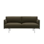 Muuto - Outline sofa 2-personers, poleret aluminium / mørkegrøn (Divina 984)