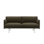 Muuto - Outline sofa 2-personers, poleret aluminium / mørkegrøn (Divina 984)