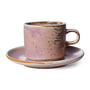 HKliving - Chef Ceramics kop med underkop, 220 ml, rustic pink