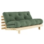 Karup Design - Roots sovesofa, 160 x 200 cm, naturlig fyrretræ / olivengrøn (756)