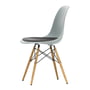 Vitra - Eames Plastic Side Chair DSW med sædebetræk, honningfarvet ask / lysegrå (filtglider basic dark)