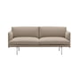 Muuto - Outline sofa 2-personers, poleret aluminium / brun (Kvadrat by Sahco Ecriture 240)