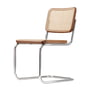 Thonet - S 32 V stol, krom / valnød farve (TP 24) / stoknet med støttestof