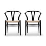 Carl Hansen - CH24 Wishbone Chair, bøg soft black /naturvævet (sæt med 2)