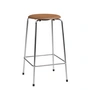 Fritz Hansen - High Dot barstol H 65 cm, valnød læder / krom base (4 ben)