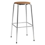 Fritz Hansen - High Dot barstol H 76 cm, valnød læder / krom base (4 ben)
