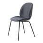 Gubi - Beetle Dining Chair fuldpolstret (konisk base), sort / rundt om Bouclé (023)