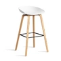 HAY - About A Stool AAS 32 H 75 cm, lakeret eg / sort stål / hvid 2. (plastglider)