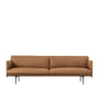 Muuto - Outline sofa 3-personers, cognac Refine læder / sort