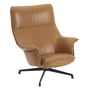 Muuto - Doze Lounge Chair, drejeligt stel antracitsort / cognacbetræk (Refine læder)