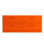 String - Relief kommode med base, lav, 123 x 41 x 46,6 cm, orange